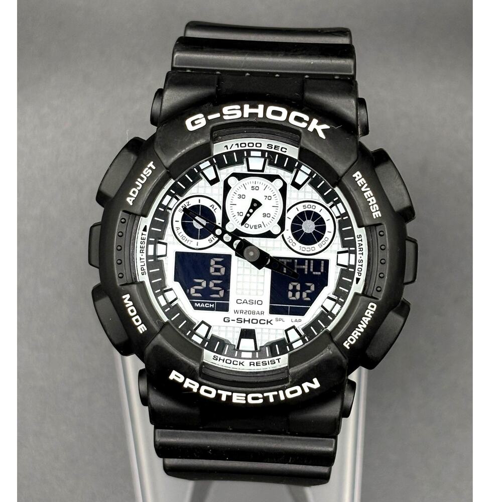 Casio G-Shock GA-100BW-1A Analog Digital Black White Men’s Watch 51mm